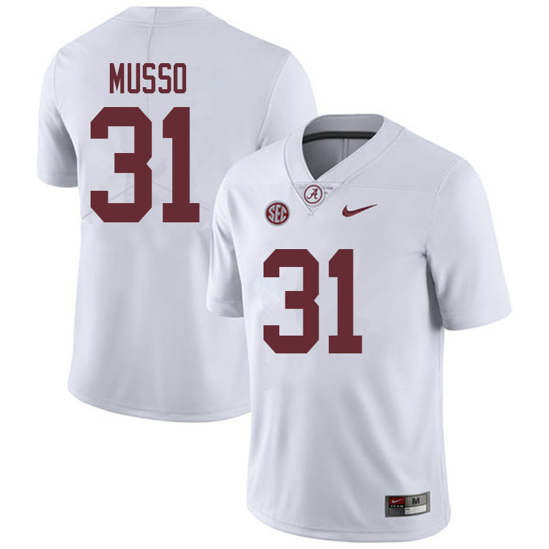 Men #31 Bryce Musso Alabama Crimson Tide College Football Jerseys Sale-White